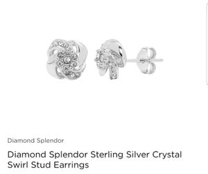 Sterling Silver swirl diamond and crystal earrings