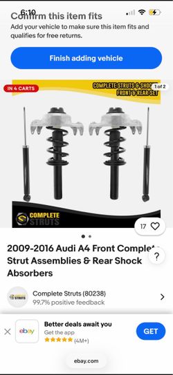 and shock absorber 2009-2016 Audi a4 front complete strut assemblies and shock absorbers