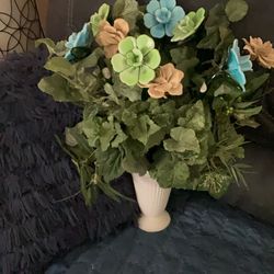 Blue & Green Glass Flowers /vase