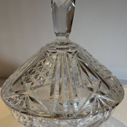 Crystal 3 Oval Foot 2 Piece  Candy Dish