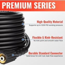 Pressure Washer Hose 50FT 1/4" M22 Brass 