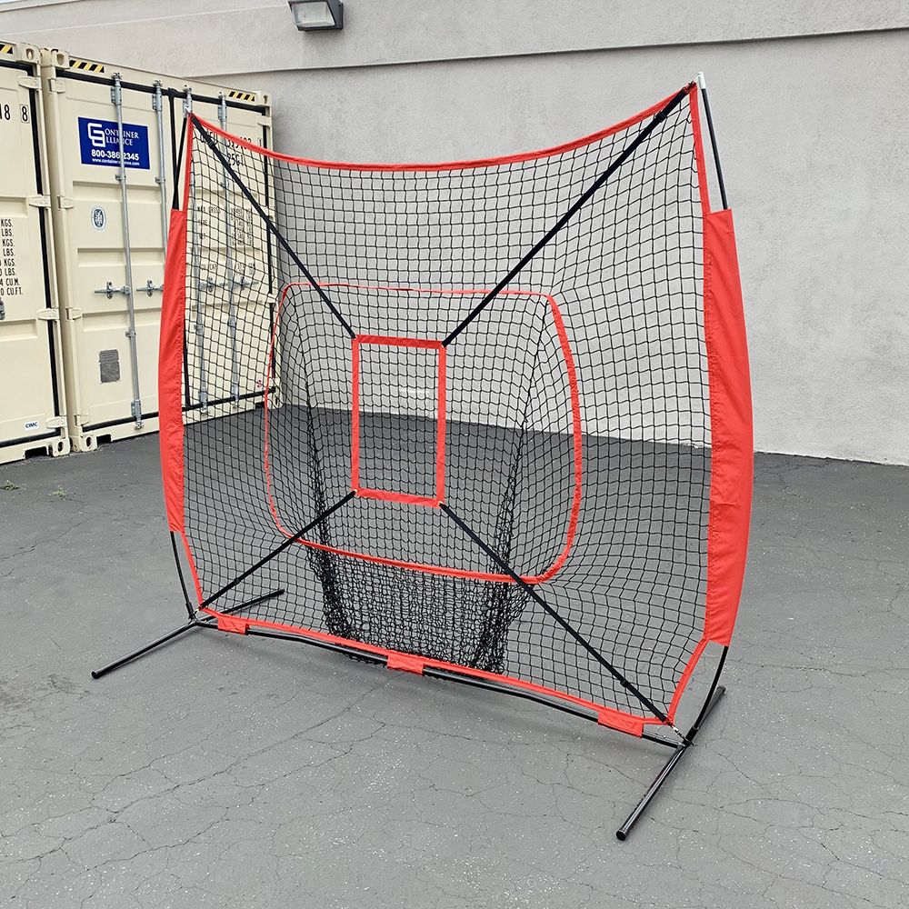 New $45 Baseball & Softball Practice Hitting & Pitching 7x7’ Net with Bow Frame, Carry Bag 