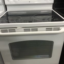 White Self Clean Glass Top Stove 