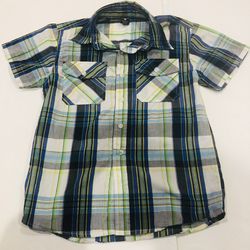 Timber Clothing Company Size 8 Short Sleeve Plaid Green and Blue Boy Shirt