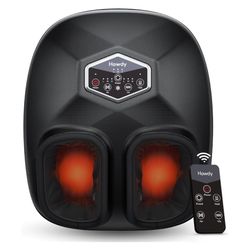Howdy Foot Massager Shiatsu with Heat and Remote, Electric Foot Massager Machine Christmas Gift for Mom/Dad Relax, 3 Level Kneading/Vibration/Air Comp