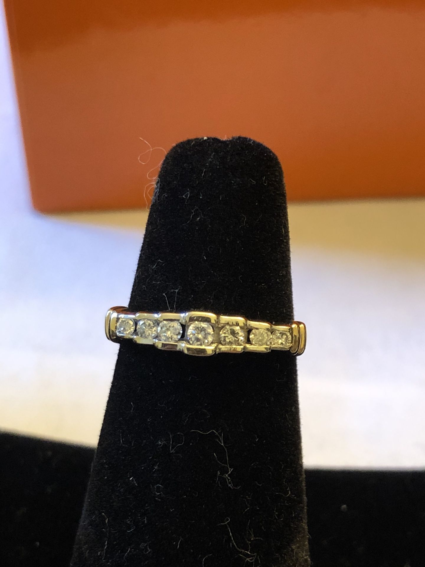 10k real gold& Diamond ring,2 tone gold, 7 good quality &size diamond,1.96 grams,size 4.5.nice design ring,please look at all pictures for more detai