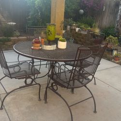 Table And 4 Chairs - Outdoor- Wrought Iron 