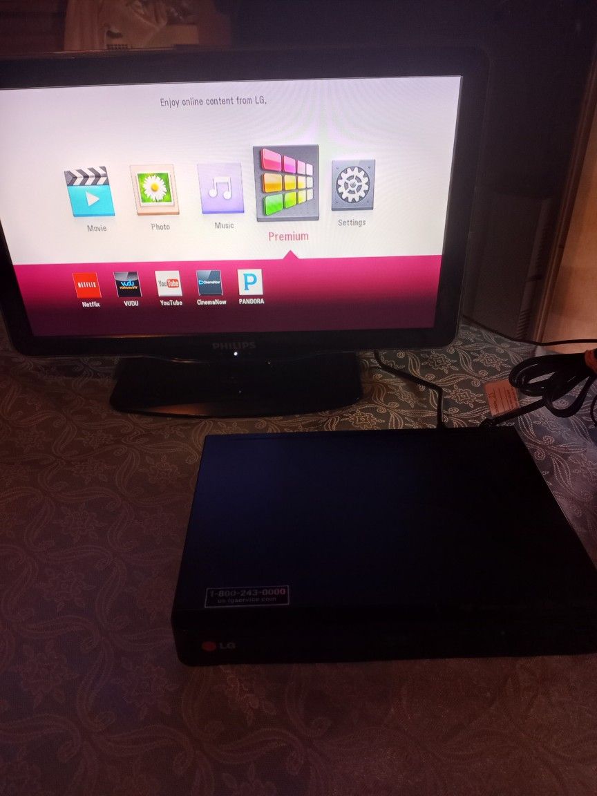 LG Smart Blu-Ray Player And Philips 19" LED TV