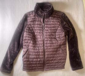 32 Degrees Women's Luxe Fur Mix Media Jacket Large Eggplant