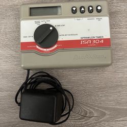 Rain Bird Automatic Sprinkler Timer ISA-304 4 Station Controller w/ Power Supply