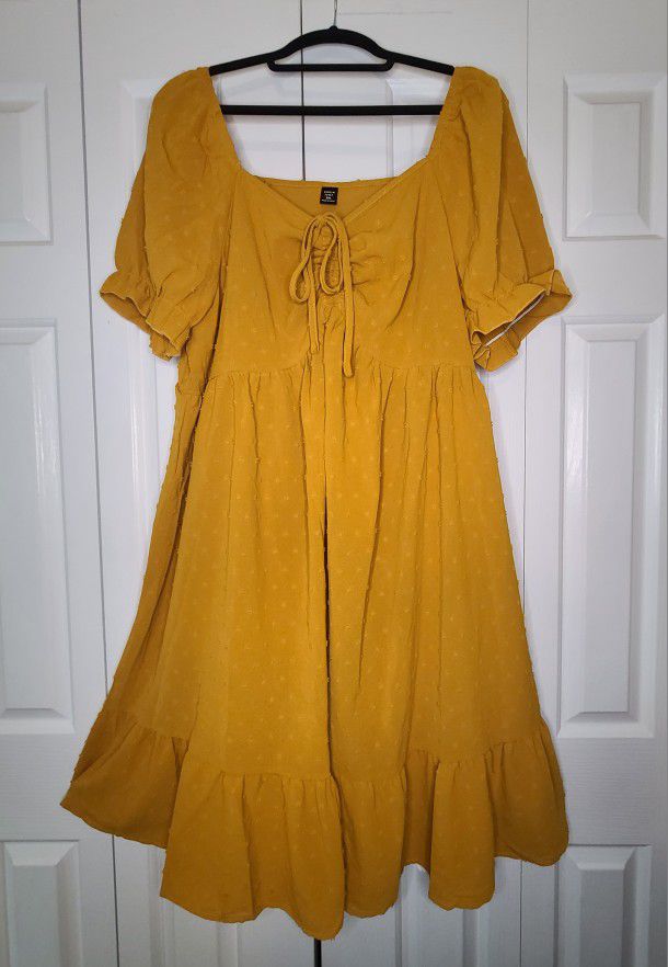 SHEIN Yellow Milkmaid Dress