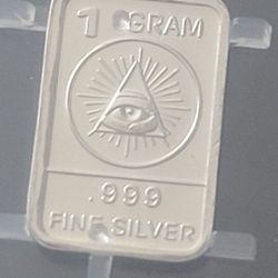 2g Illuminati All seeing Eyes Bars [2x (1g) Bars] Pure Silver .999 Fine Silver + 1g Valcambi 