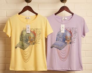 Graphic Cap Print Crew Neck T-Shirts – Set of 2