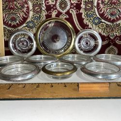 Mid Century Silver Rim Coasters And Ashtray