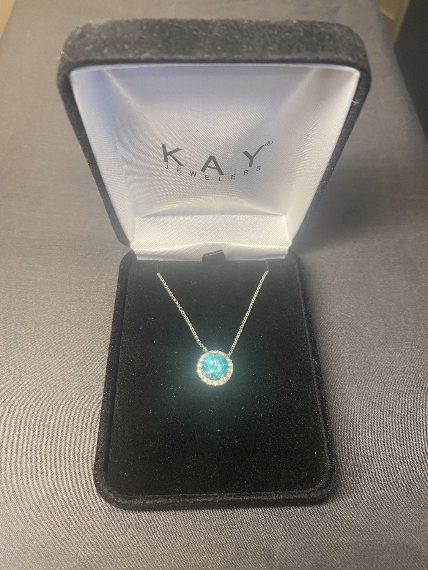 Kay Jewelers Aquamarine Sterling Silver Necklace