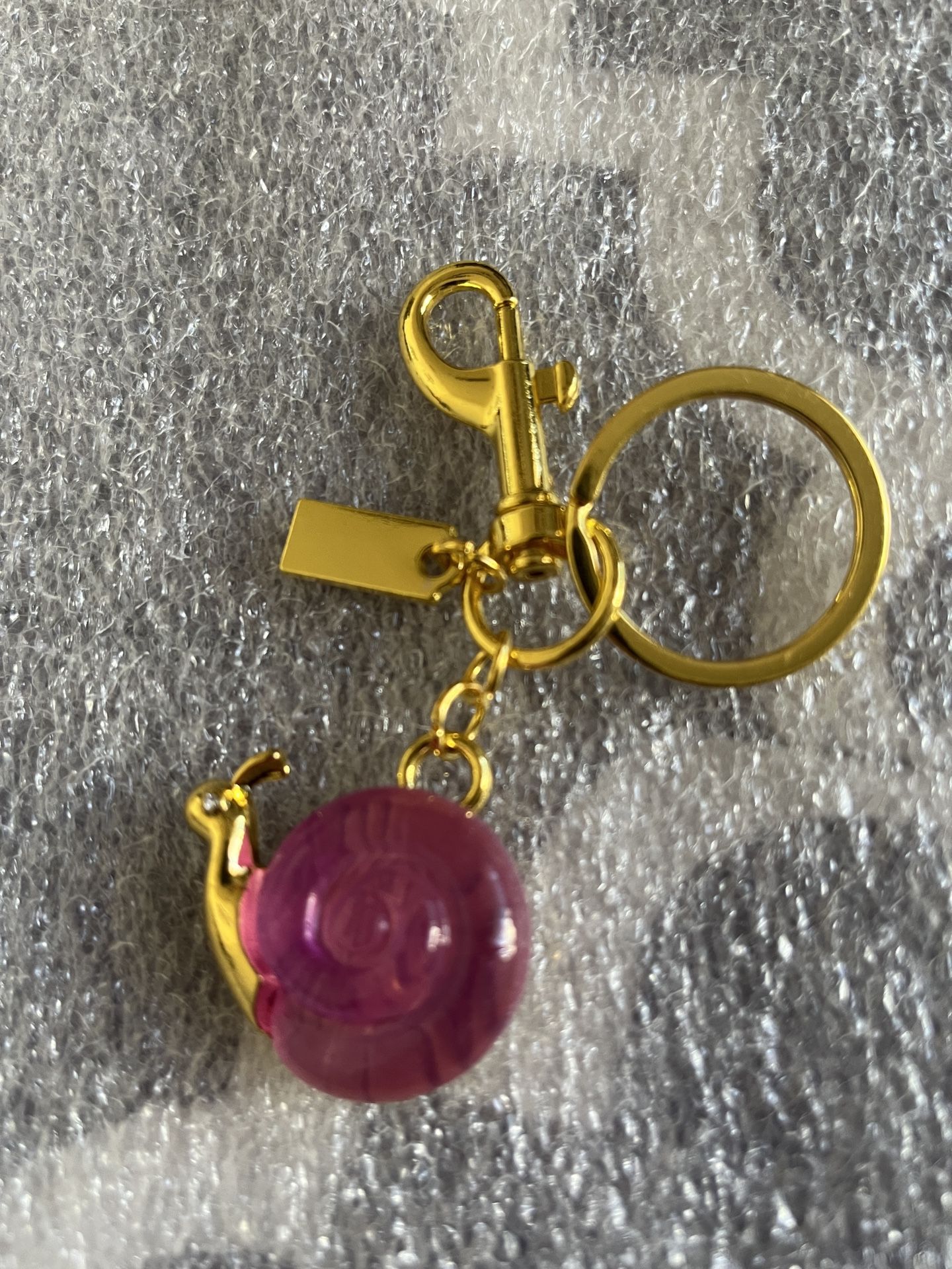 Gold and Pink Snail Keychain