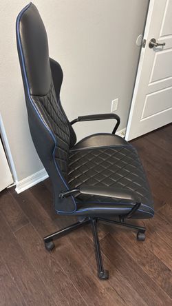 Black Gaming Chair with Blue Trim