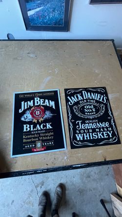Jim Beam & Jack Daniel's Metal Tin Signs Set