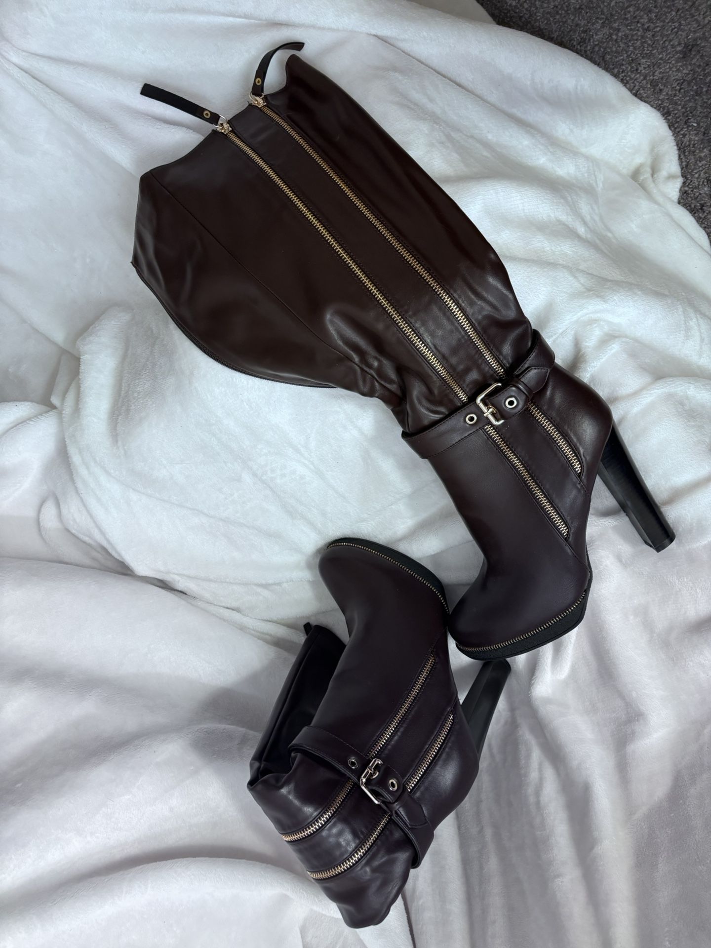 Brown Thigh High Heels