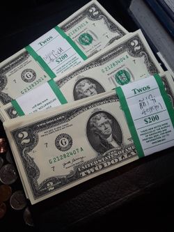Two Dollar Bills For the Holidays Gifts 
