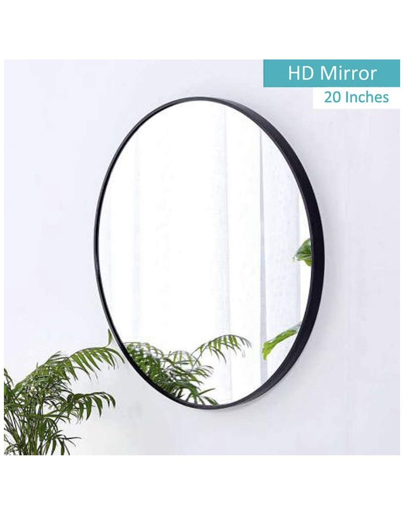 Wall Round 20" Mirror, Black Frame, for Bathroom,Bedroom, Living Room