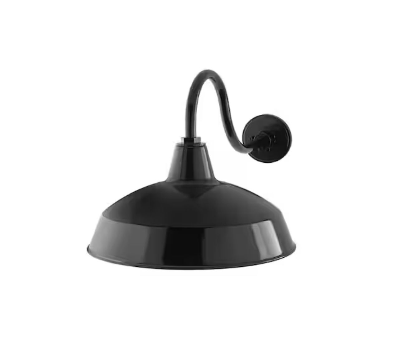 Hampton Bay Easton 14 in. 1-Light Black Barn Hardwired Outdoor Wall Light Lantern Sconce with Steel Shade, with No Bulb Included