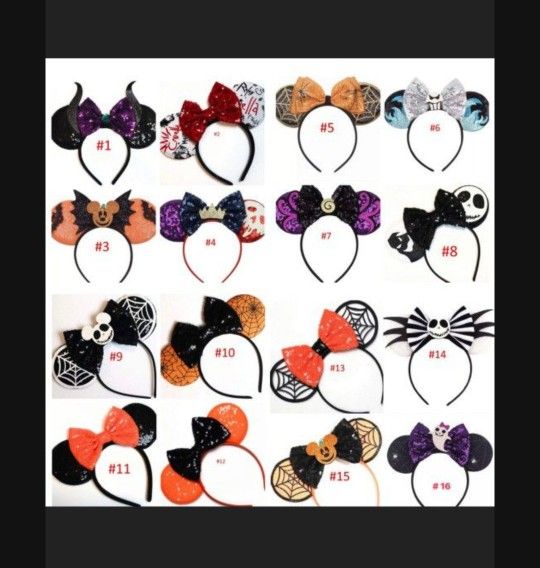 Halloween Jack Minnie Mouse Ears, Cosplay villans evil queen Mickey Minnie ears, nightmare before Christmas ears. Halloween boy Mickey Ears handmade