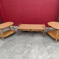 Solid Wood Coffee Table With Storage And End Tables