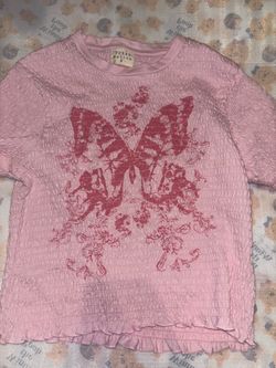 Urban Nation Pink Smocked Butterfly Top new