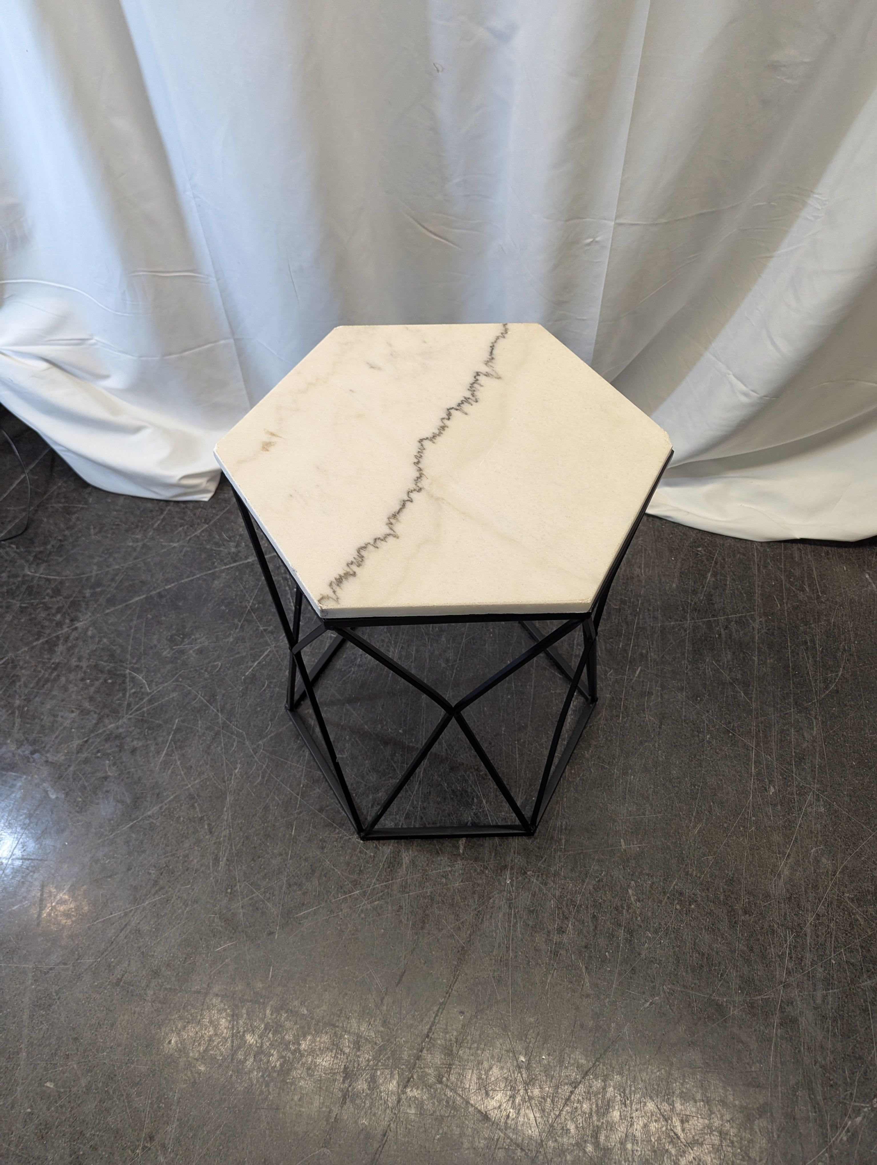 Faux Marble Hexagon Table