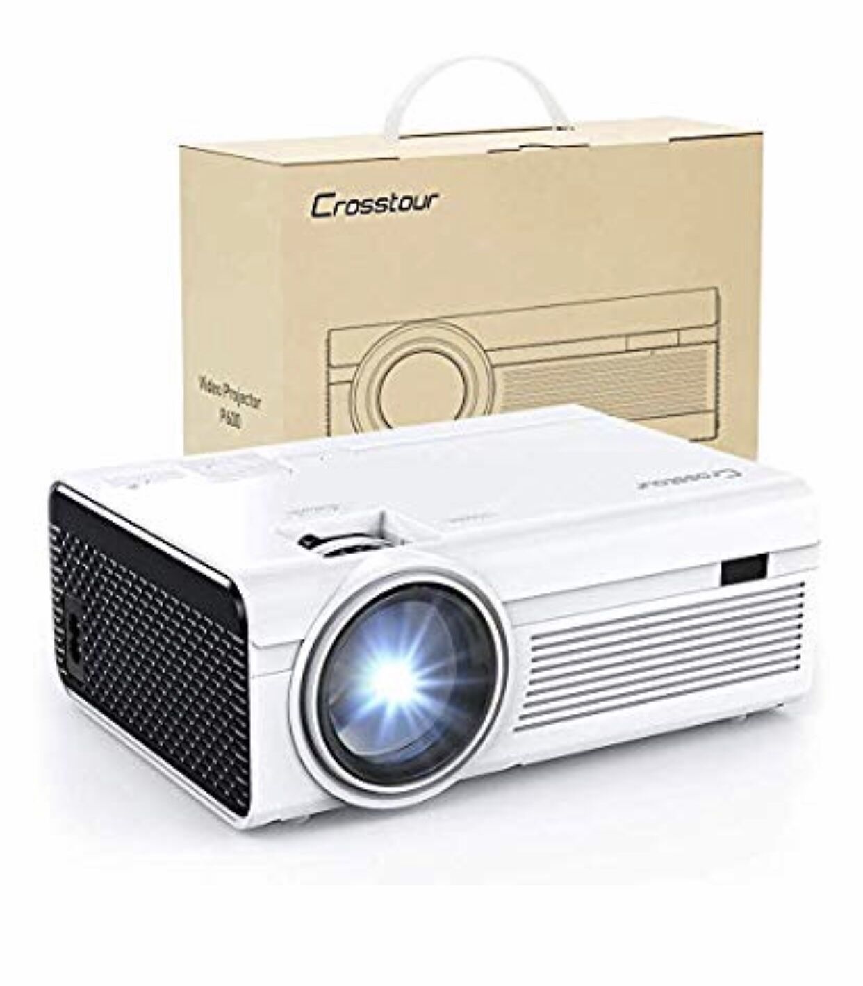 Projector, Mini LED Video Projector 1080P Supported, Crosstour HD Portable Projector with HDMI and AV Cable, Work with TV Box/PC/PS4/HDMI/VGA/TF/AV/U
