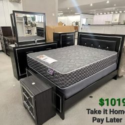 KAYDELL BLACK LED PANEL BEDROOM SET