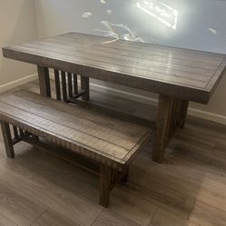 Large Dining Room Table With Bench