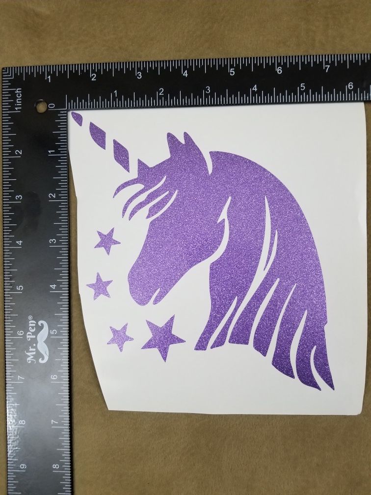 Unicorn Head Vinyl Decal - Glitter Purple