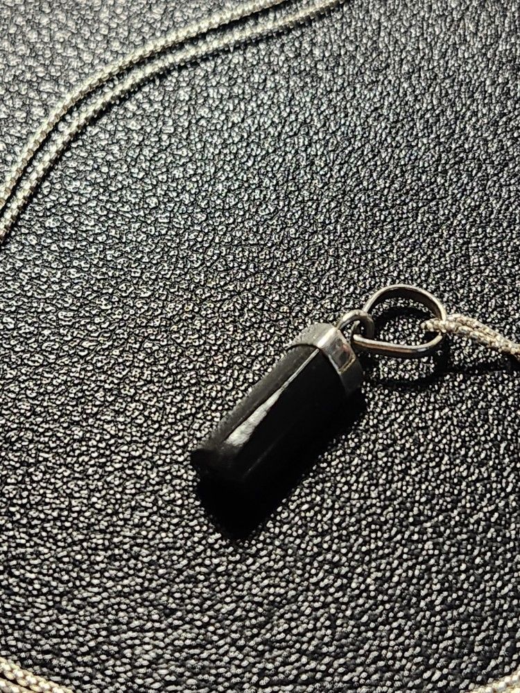 Black Onyx Pendant Necklace In Sterling Silver