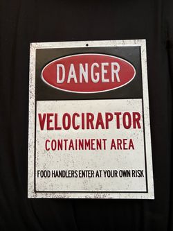 Velociraptor Metal Sign