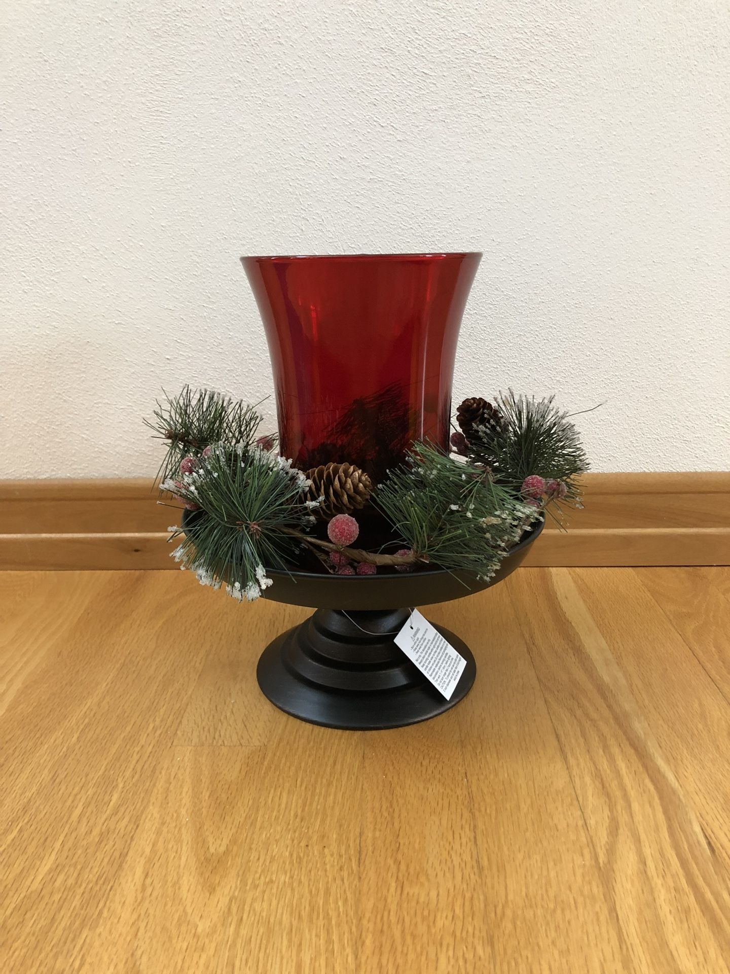 3 Piece Berries and Pinecones Pedestal Hurricane Set