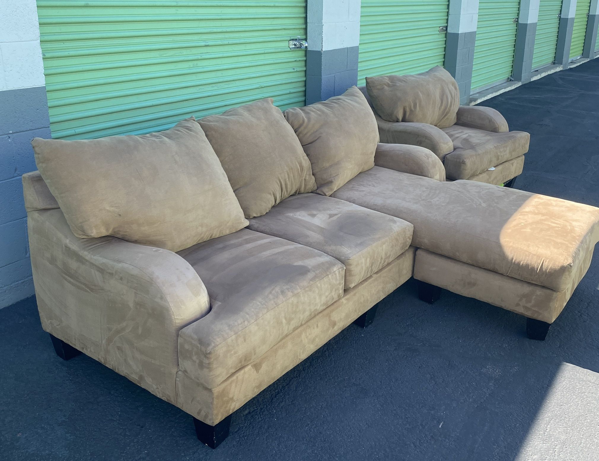 Brown Microfiber Couch Set w/ FREE DELIVERY! Couch + Ottoman + Chair = DEAL!