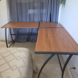 L shape wood desk
