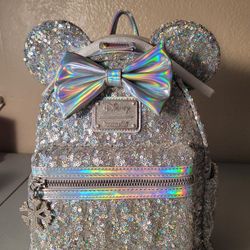 Loungefly X LASR Exclusive Disney Holographic Sequin Minnie Mini Backpack