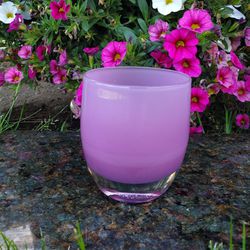 Glassybaby "MOM" Lilac Lavender Votive Candle Holder