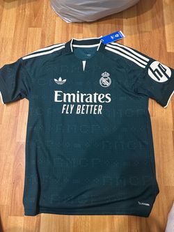 Adidas Real Madrid Jersey Black/White Size L "Emirates Fly Better" *Brand New*