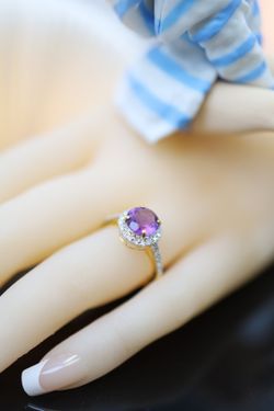 Natural Amethyst And Natural Diamond Comes With 18k Real Good