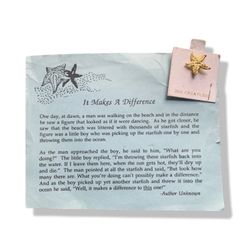 Make A Difference Metal Gold Starfish Pin
