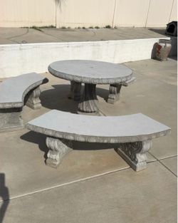 Concrete Outdoor Table and Bench Set