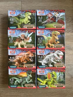 8 NEW Dinosaur Build Up Blocks Bricks Toy Figure Dinosaurs T-Rex Triceratop  LEGO