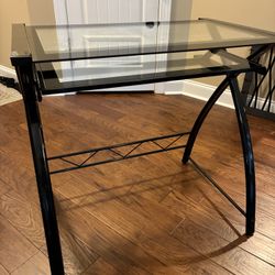 Glass Working Table With Pullout Keyboard