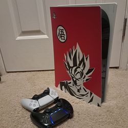 PS5 PlayStation 5 Console 2 Controllers Custom Goku Plates