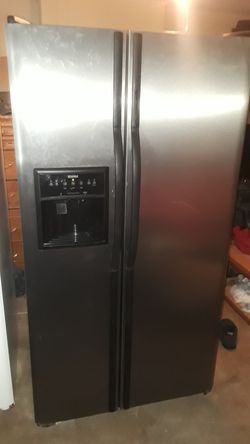 Stainless steel side by side ice and water Kenmore refrigerator