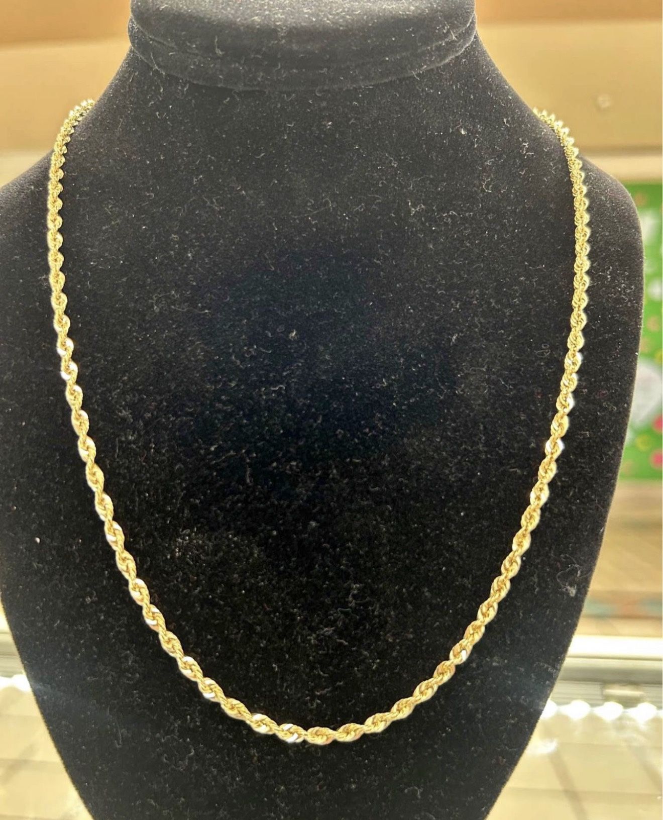 10k Real Gold Rope Chain 2.5mm 22 inch